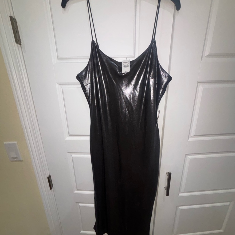 Express Metallic Black Slip Dress